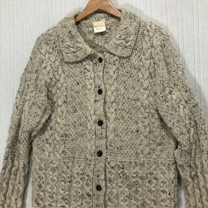 Emerald Design Womens Cardigan Sweater Small Knit Cable Button‎ Collared